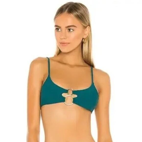 Beach Bunny Women's Swimwear Lexi Bralette Bikini Top Teal Size L - Picture 1 of 3